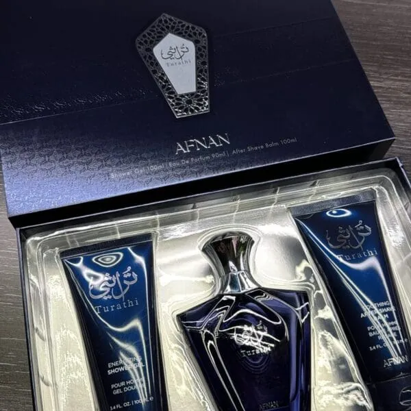 Afnan Turathi Blue Shower Gel 100ml / Perfume Edp 100ml / After Shave Balm 100ml - Image 2