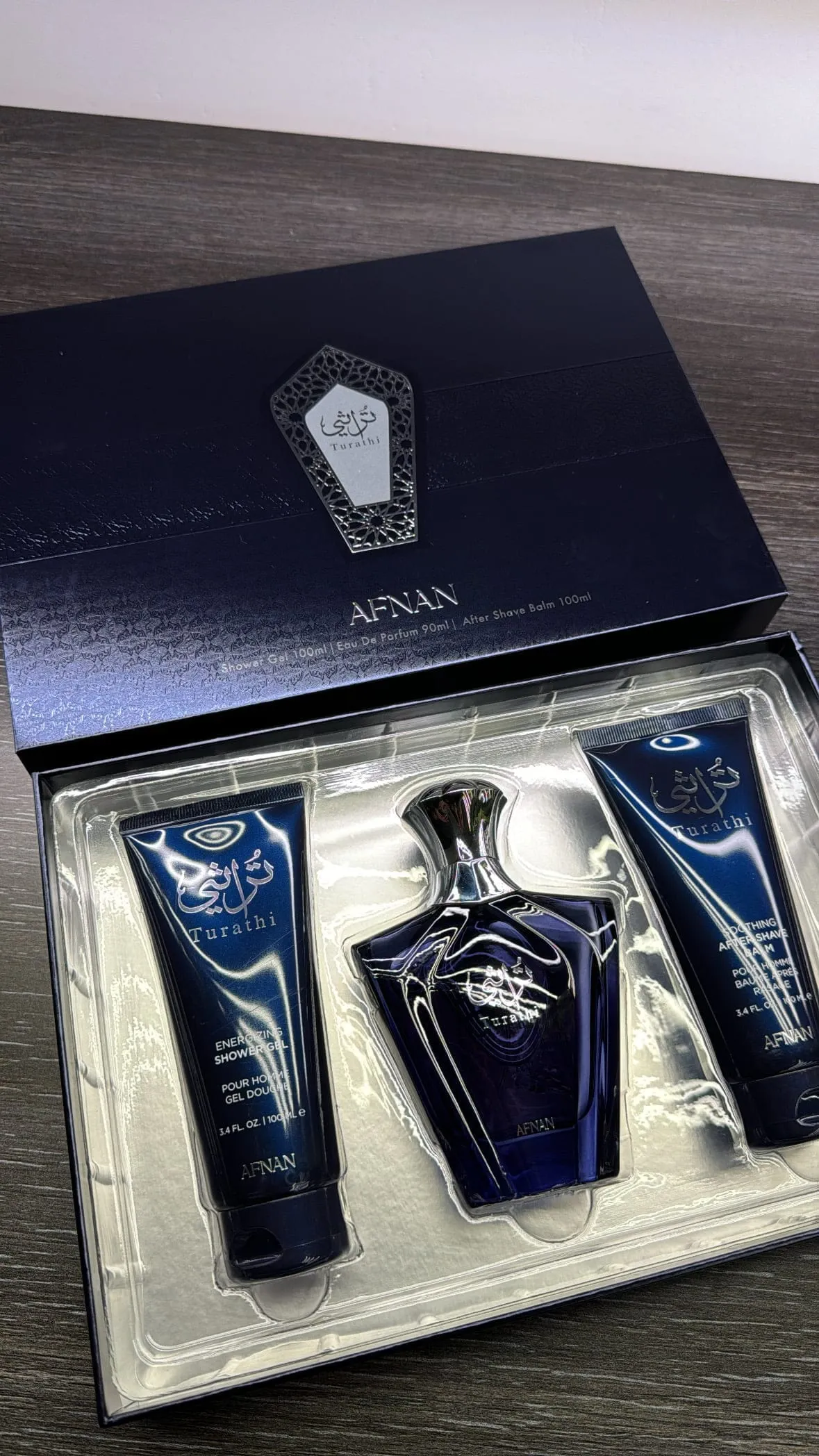 Afnan Turathi Blue Shower Gel 100ml / Perfume Edp 100ml / After Shave Balm 100ml - Image 2